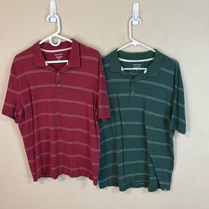 Two Banana Republic Factory Polo Shirts Dusty Green and Red  Size XL